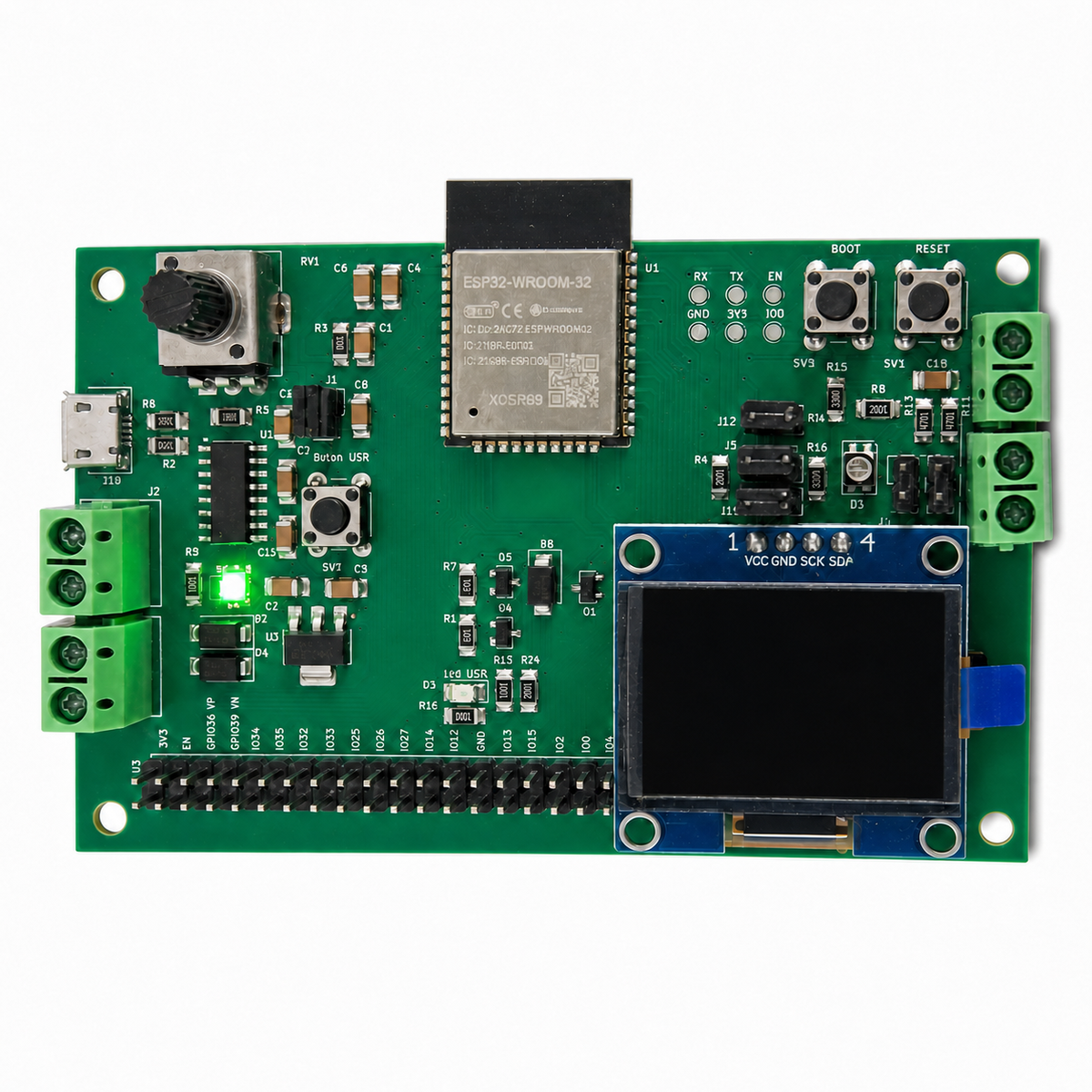 Foto original de la placa educativa ESP32 con OLED